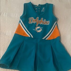 NFL Dolphins Kids Cheerleader Dress - Teal and Orange